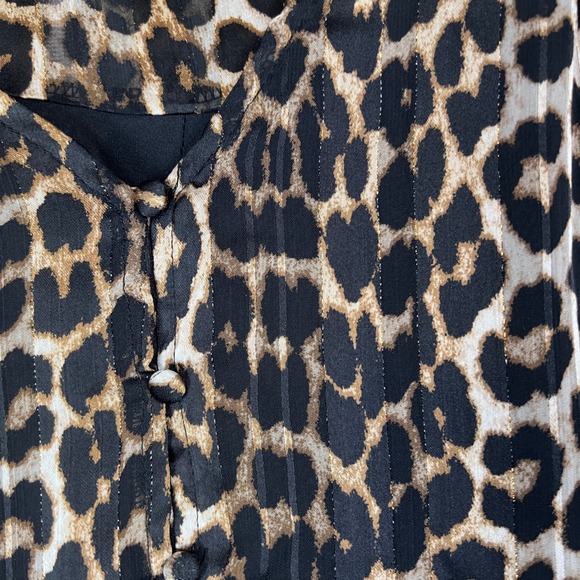 HAVER London Women Leopard Print Smocked Neck Blouse Top Size 1X Gold Metallic - Picture 11 of 11